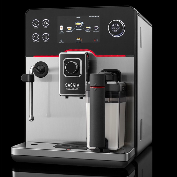 Gaggia Accademia Stål Espressomaskin Inkl. Proff Mjölkkanna 0,5L & 6kg Rigtig Kaffe Crema Intenso