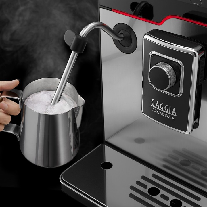 Gaggia Accademia Stål Espressomaskin Inkl. Proff Mjölkkanna 0,5L & 6kg Rigtig Kaffe Crema Intenso