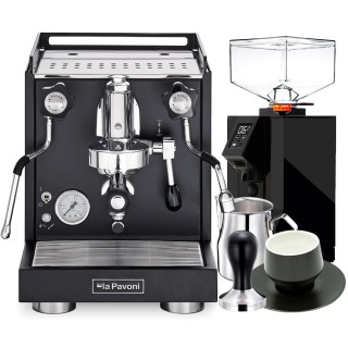 La Pavoni New Cellini Classic Svart LPSCCB01EU Inkl. Eureka Mignon Perfetto Mat Svart Espressokvarn, Baristautrustning & Koppar