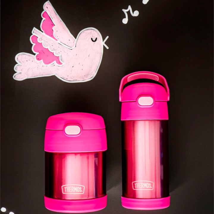 Funtainer Drickflaska med sugrör 355 ml Rosa
