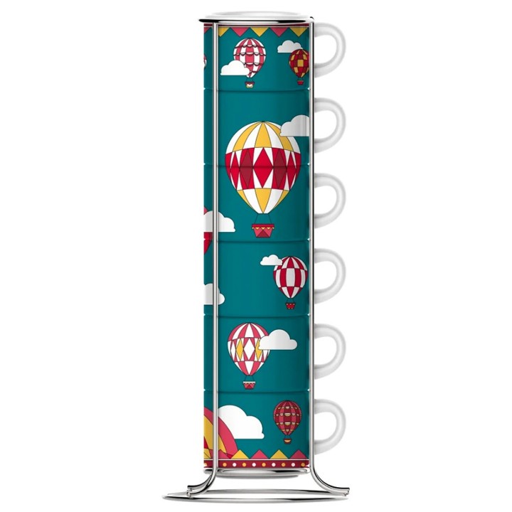 Bialetti Espressomugg 8 cl Inkl. Stativ 6 st Balloons Winter Wonderland Limited Edition