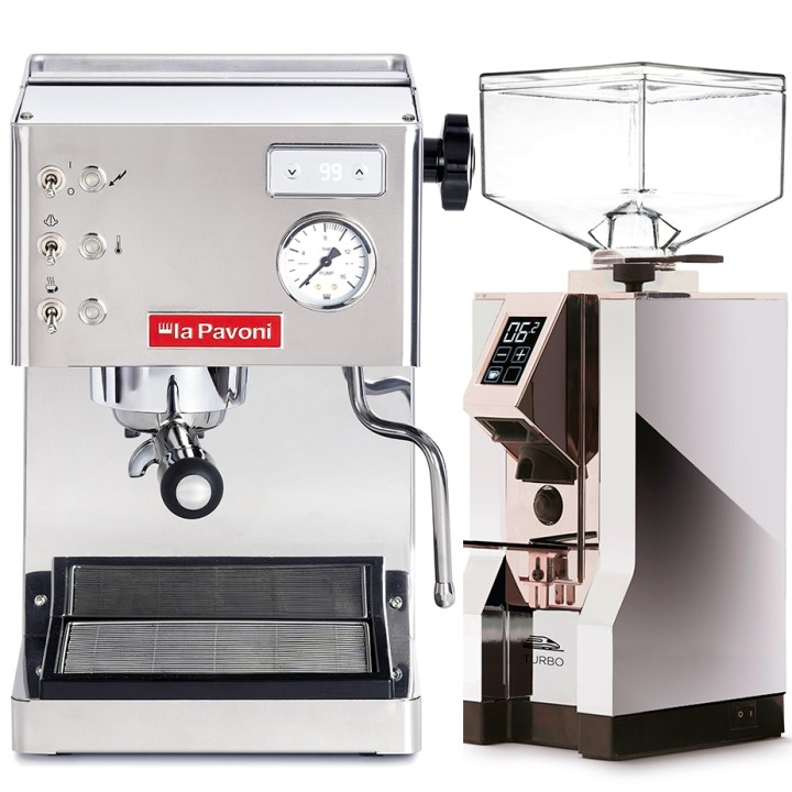 La Pavoni Casa Bar PID Stål LPMCBS02EU Espressomaskin Inkl. Eureka Mignon Turbo Krom Espressokvarn