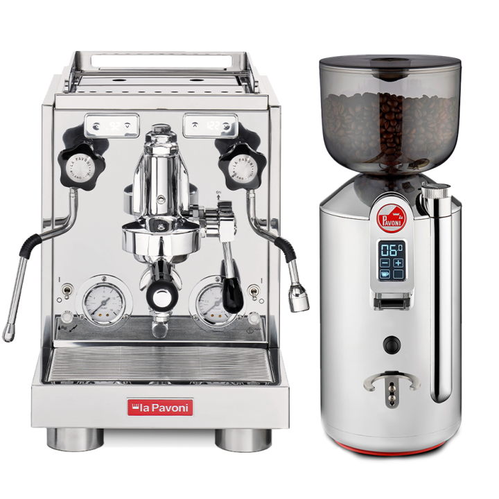 La Pavoni New Botticelli Evolution LPSBVS03EU Espressomaskin Inkl. Prosumer Chrome LPGGRI01EU Espressokvarn