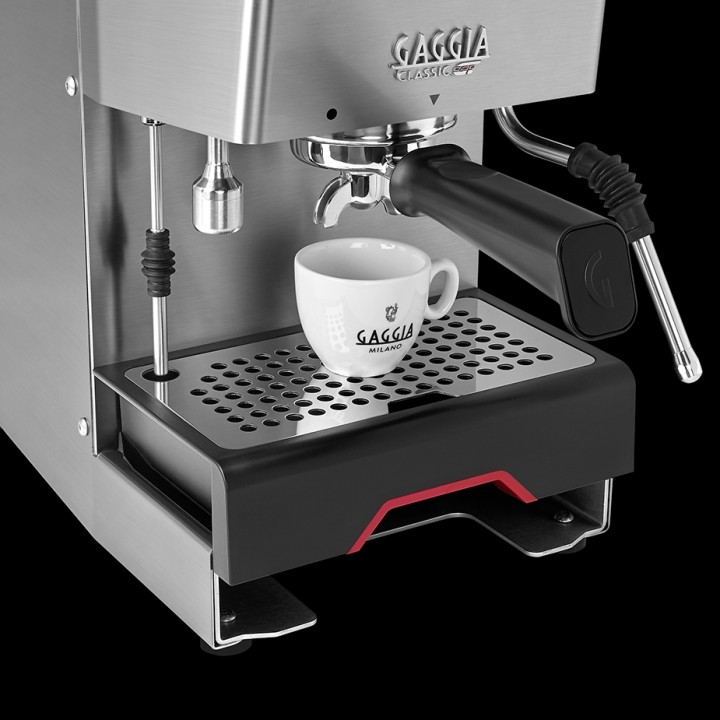 Gaggia Classic GT Stål Espressomaskin Inkl. Gaggia MDF 55 Chrome Espressokvarn & House of Barista Knockbox