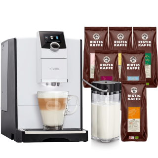 Nivona NICR 796 Vit Espressomaskin Inkl. Mjölkbehållare & 8x400g Rigtig Kaffe Organic
