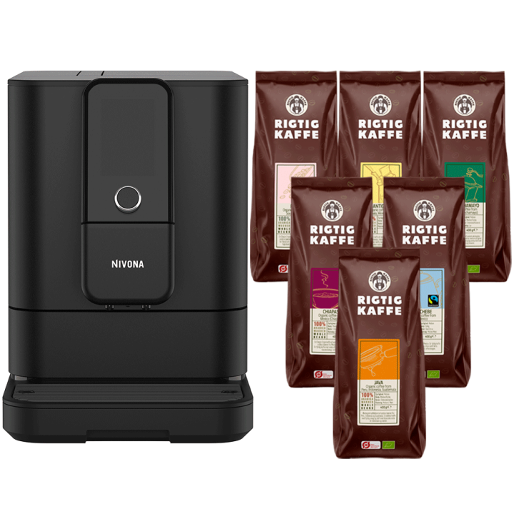 Nivona NIVO 8101 Svart Espressomaskin Inkl. 8x400g Organic Rigtig Kaffe