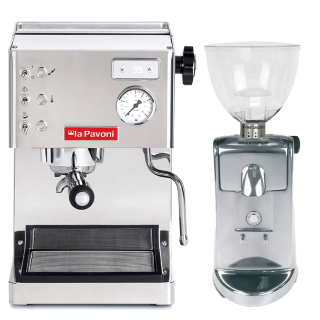 La Pavoni Casa Bar PID Stål LPMCBS02EU Espressomaskin Inkl. Ascaso i-Mini I2 Polerad Aluminium Espressokvarn