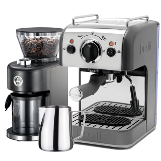 Dualit 3 in 1 espressomaskin Inkl. House of Barista Deluxe Kaffekvarn & Mjölkkanna