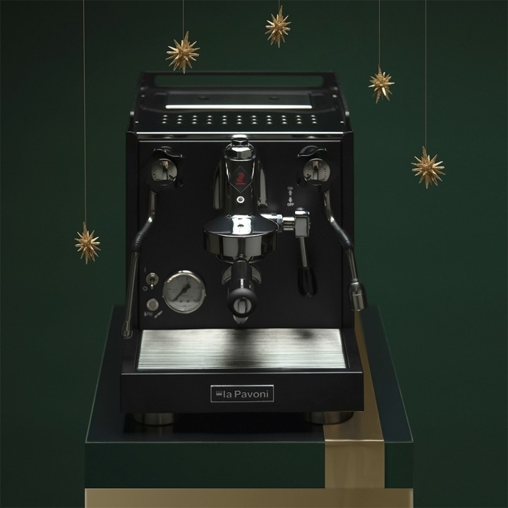 La Pavoni New Cellini Classic Svart LPSCCB01EU Espressomaskin inkl. Eureka Mignon Libra Krom/Mattsvart Espressokvarn