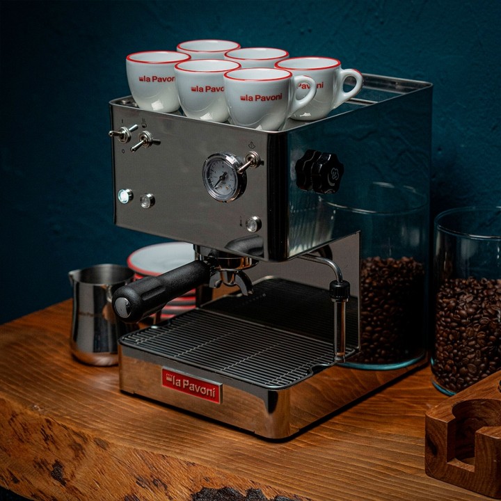 La Pavoni New Casa Bar Stål LPMCBS01EU Espressomaskin inkl. Ascaso i-Mini I2 Espressokvarn & House of Barista Baristautrustning