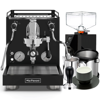 La Pavoni New Cellini Evolution Svart LPSCVB01NO Inkl. Eureka Mignon Bravo Espressokvarn, Baristautrustning & Koppar