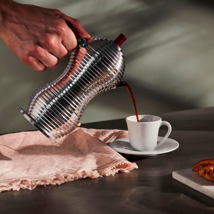 Alessi Pulcina 3 koppar Espressokanna Röd