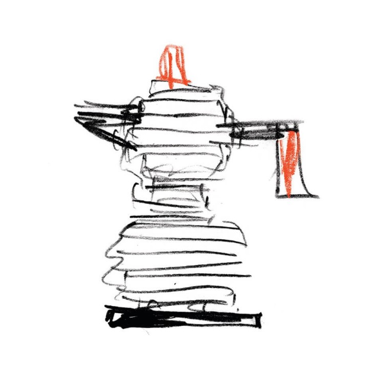 Alessi Pulcina 3 Kop. Espressokanna Röd