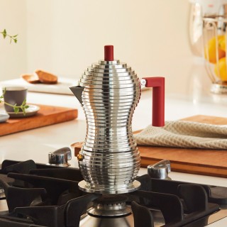 Alessi Pulcina Induktion 3-kopps espressokanna Röd