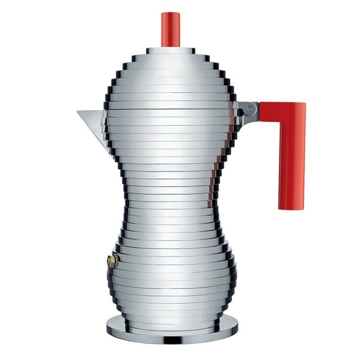 Alessi Pulcina Induktion 6 Kop. Espressokanna Röd