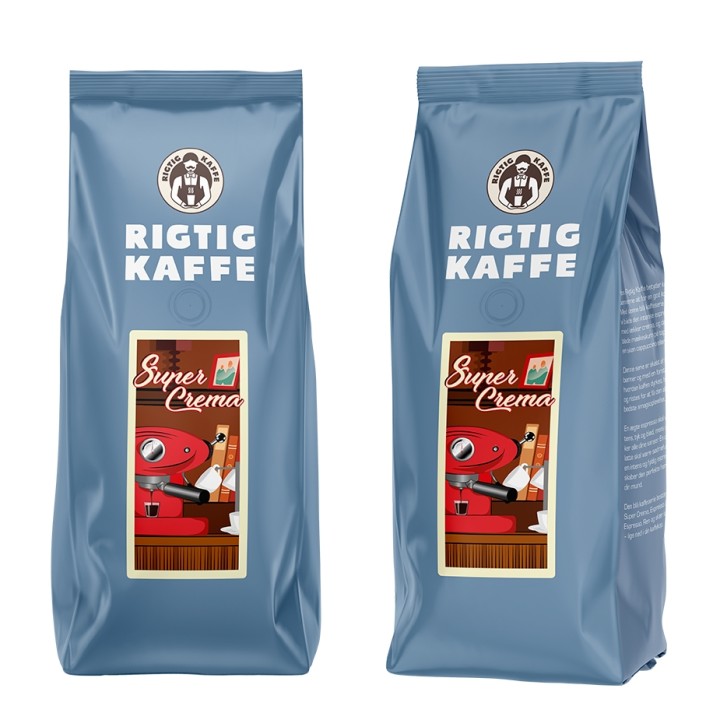 Rigtig Kaffe Super Crema 500g Hela kaffebönor