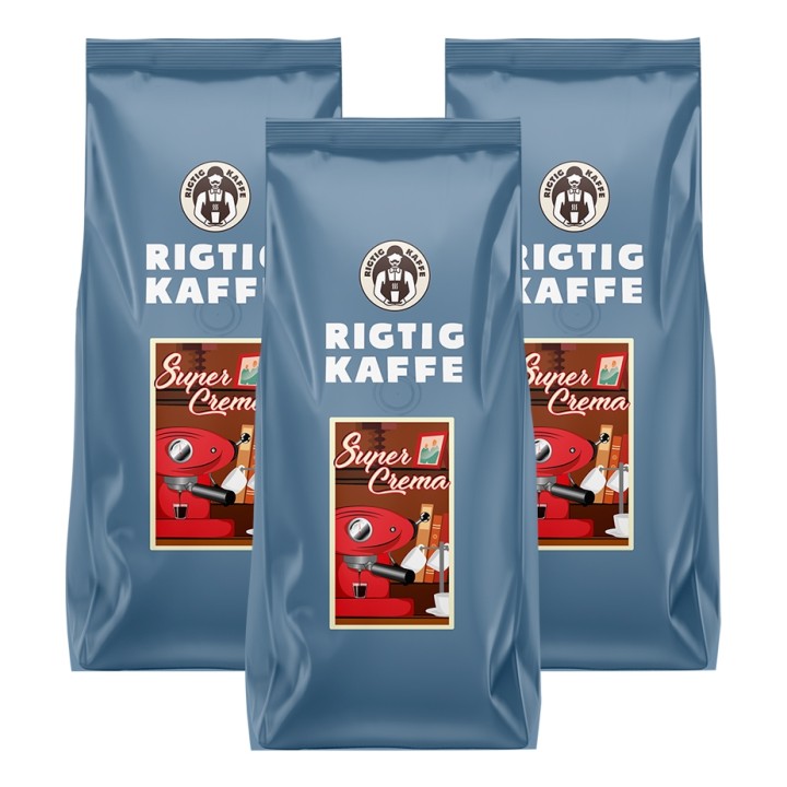Rigtig Kaffe Super Crema 3kg Hela kaffebönor