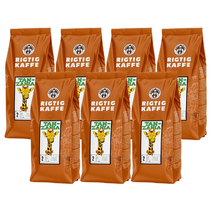 Rigtig Kaffe Tanzania No. 2 - 7x400g Hela kaffebönor