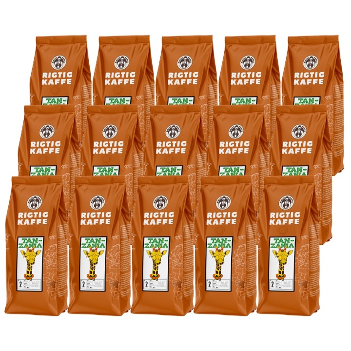 Rigtig Kaffe Tanzania No. 2 - 15x400g Hela kaffebönor