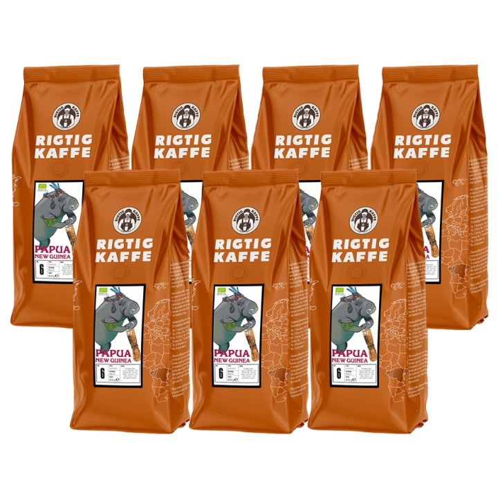 Rigtig Kaffe Papua New Guinea No. 6 - 7x400g Hela kaffebönor