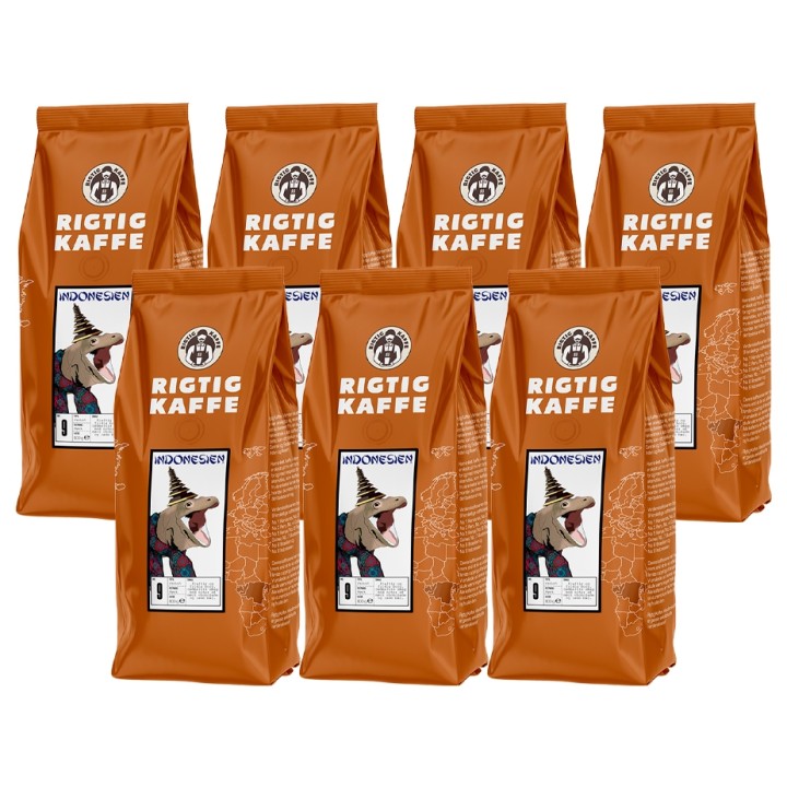 Rigtig Kaffe Indonesien No. 9 - 7x400g Hela kaffebönor