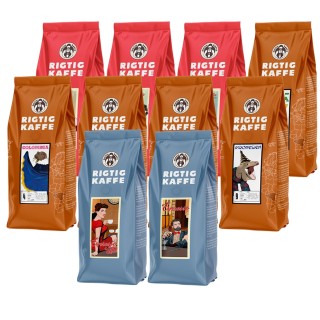 Rigtig Kaffe Mixpaket 10 varianter Hela kaffebönor