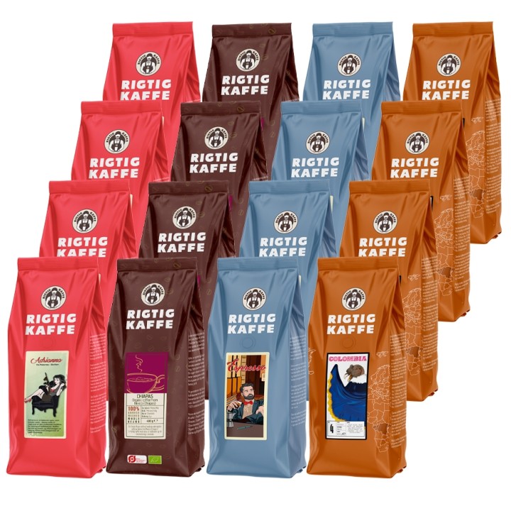 Rigtig Kaffe Mixpaket 16 st Helkaffebönor
