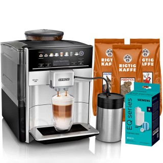 Siemens TE653M11RW EQ6 Plus s300 Espressomaskin Inkl. Mjölkbehållare, Kaffe & Skötsel