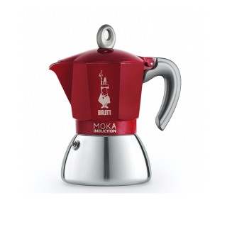 Bialetti Moka Induction 2 koppar espressokanna röd