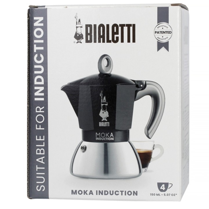 Bialetti Moka Induction 4 koppar espressokanna svart