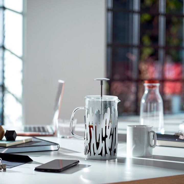 Alessi Barkoffee 8 kop. stempelkanna stål