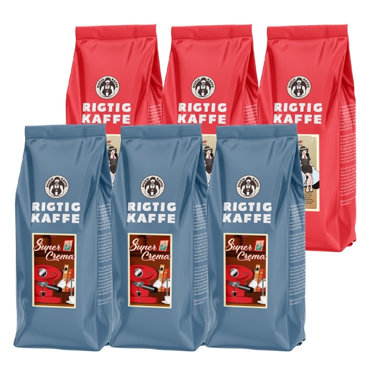 Rigtig Kaffe Super Crema & Teodora 6kg Hela kaffebönor