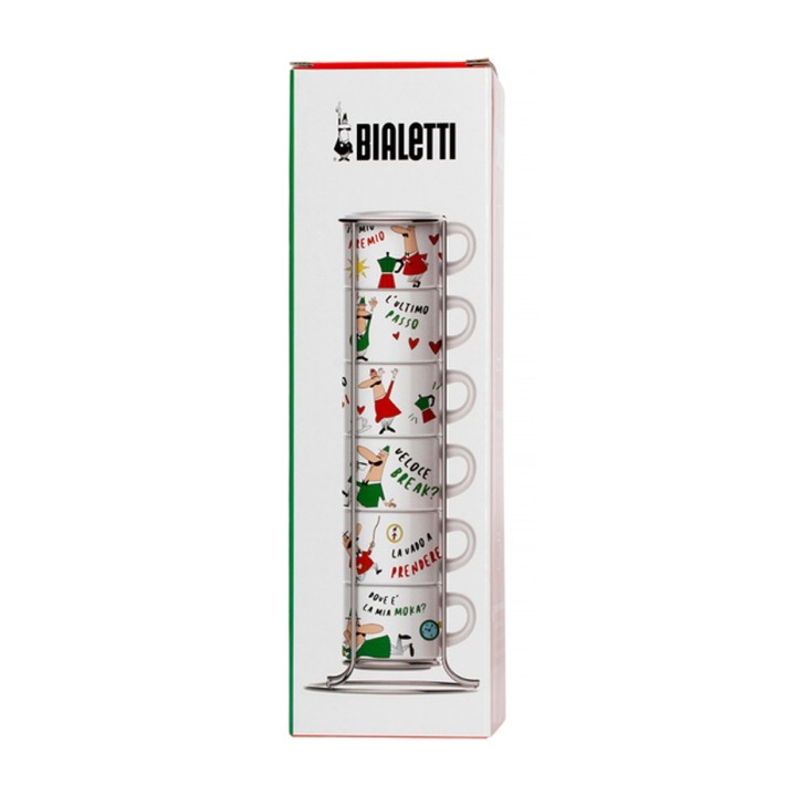 Bialetti Espressokoppar inkl. ställ 6 st motiv