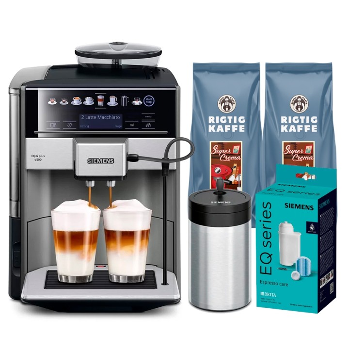 Siemens TE655203RW EQ6 s500 Espressomaskin inkl. skötselpaket, behållare & 2 kg kaffe