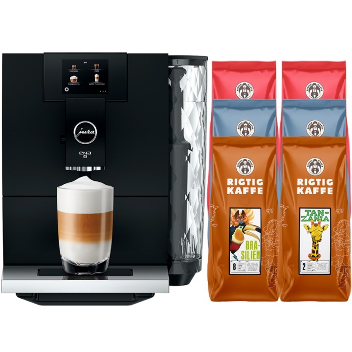 Jura ENA 8 (EC) Full Metropolitan Black espressomaskin inkl. 2,8kg Rigtig Kaffe