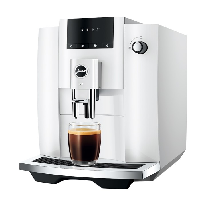 Jura E4 (EA) Piano White Espressomaskin Inkl. Koppar & 500g Rigtig Kaffe