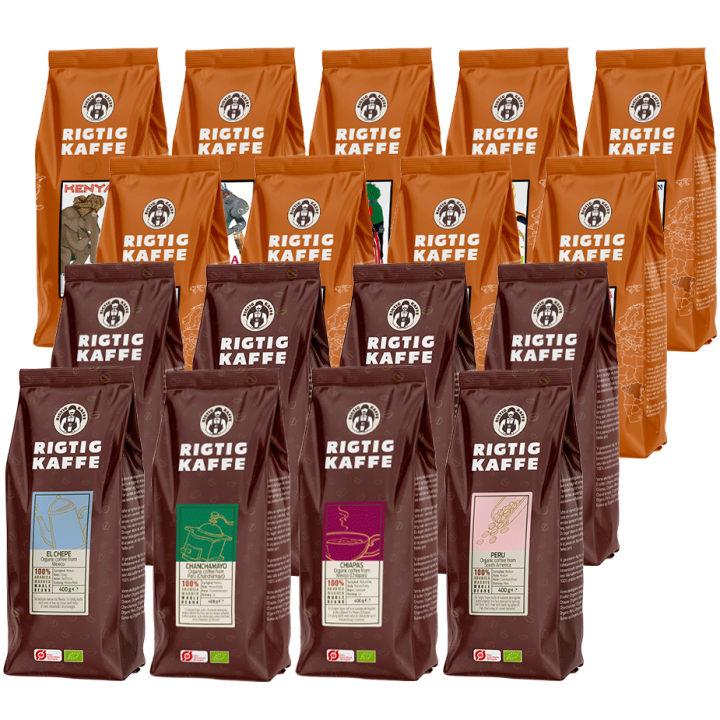 Rigtig Kaffe Mixpaket 16 Varianter Hela kaffebönor