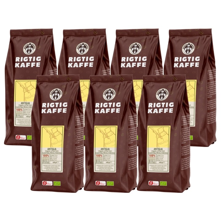Rigtig Kaffe Ekologisk Antigua 7x400 g Hela kaffebönor