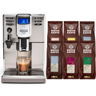 Gaggia Anima Deluxe Stål/Svart Espressomaskin Inkl. 6x400g Rigtig Kaffe Ekologisk