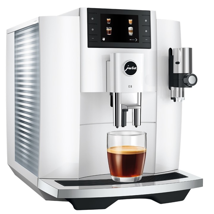 Jura E8 (EC) Piano White espressomaskin inkl. startpaket