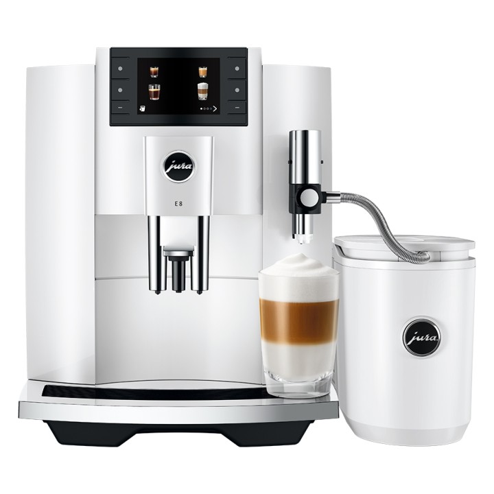 Jura E8 (EC) Piano White espressomaskin inkl. startpaket