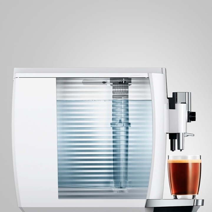 Jura E8 (EC) Piano White Espressomaskin inkl. mjölkbehållare & 6x400 g Rigtig Kaffe