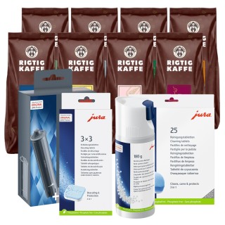 Jura Skötselpaket - Claris Smart inkl. 8x400g Rigtig Kaffe Ekologisk