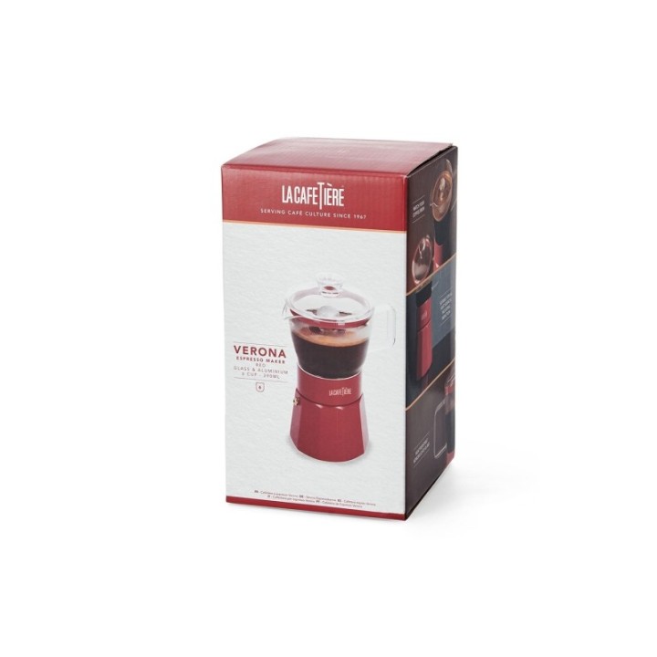 La Cafetière Verona 6 koppar espressokanna röd