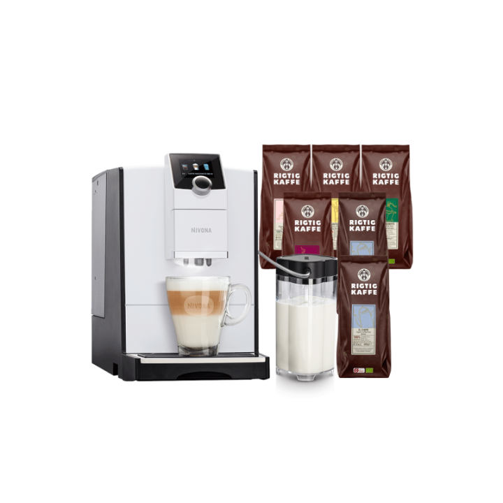 Nivona NICR 796 Vit Inkl. Mjölkbehållare & 6x400g Rigtig Kaffe Ekologisk
