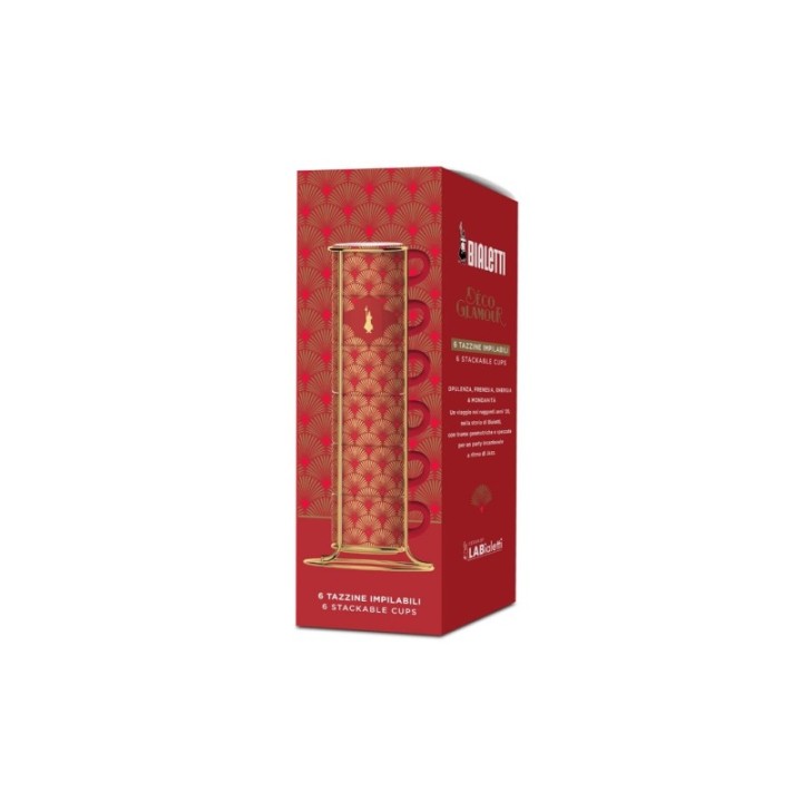 Bialetti Deco Glamour Espressokoppar Inkl. Stativ 6 st Röd