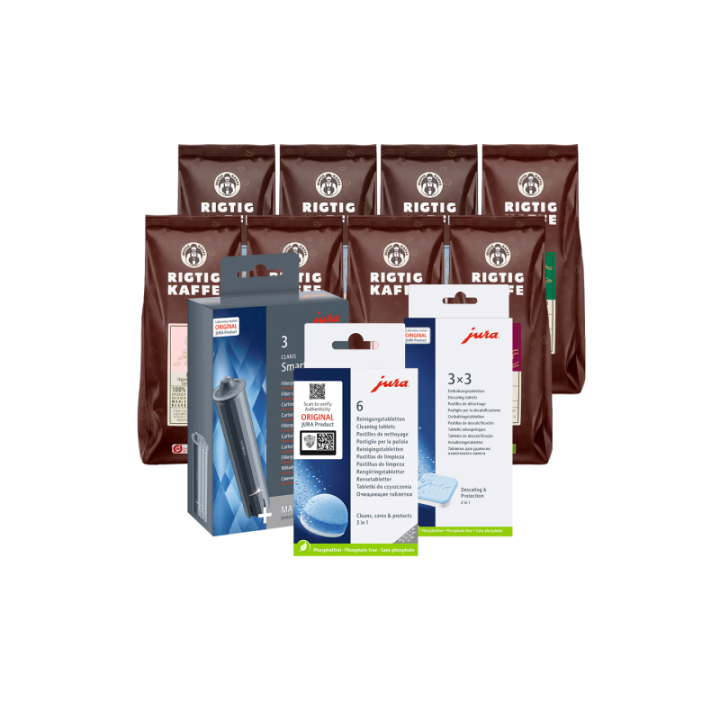 Jura Skötselpaket - Claris Smart inkl. 8x400g Rigtig Kaffe Ekologisk