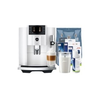 Jura E8 (EC) Piano White Espressomaskin Inkl. Tillbehör, Skötsel & 3kg Super Crema