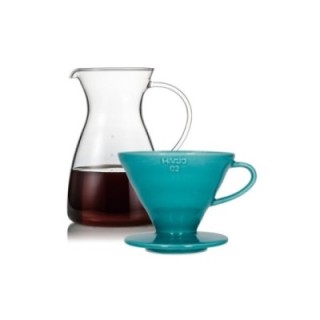 Hario Filterbryggset inkl. V60-02 keramisk dripper 2 koppar & glaskanna 0,4 L
