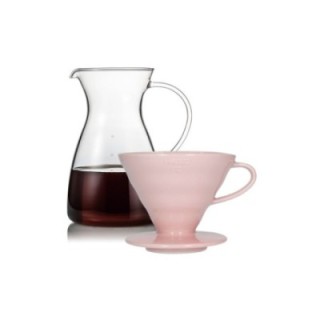 Hario Filterbryggset inkl. V60-02 keramisk dripper 2 koppar & glaskanna 0,4 L